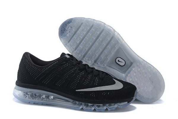Mens Air Max 2016 Flyknit All Black Grey Outlet Online